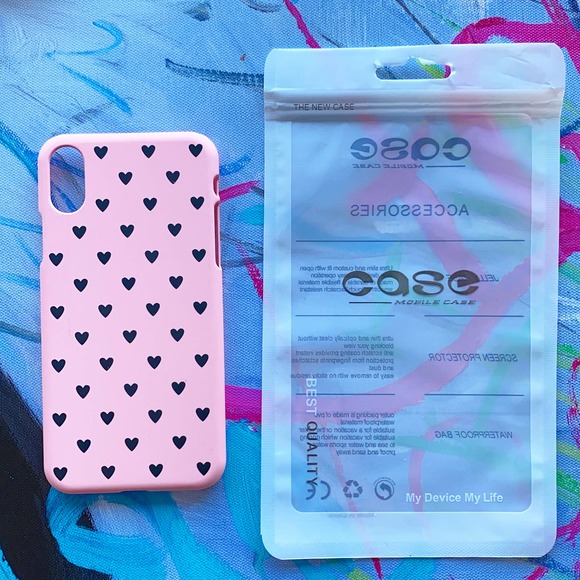 iPhone 6s Plus Case Black Hearts Plastic Cover NEW - Picture 1 of 5